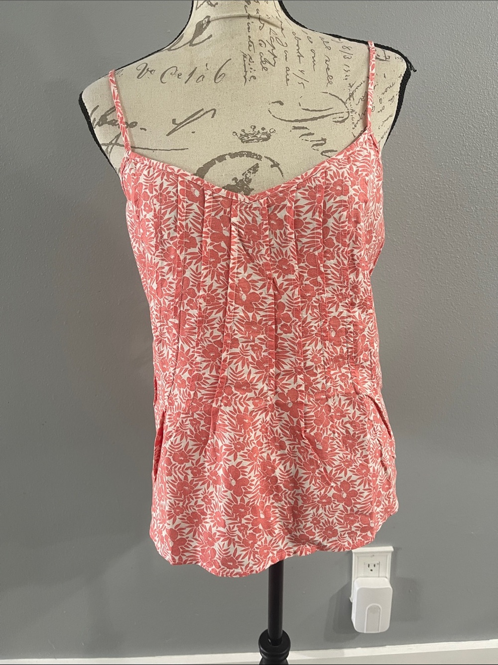 GAP Floral Coral Spaghetti-Strap Tank Top